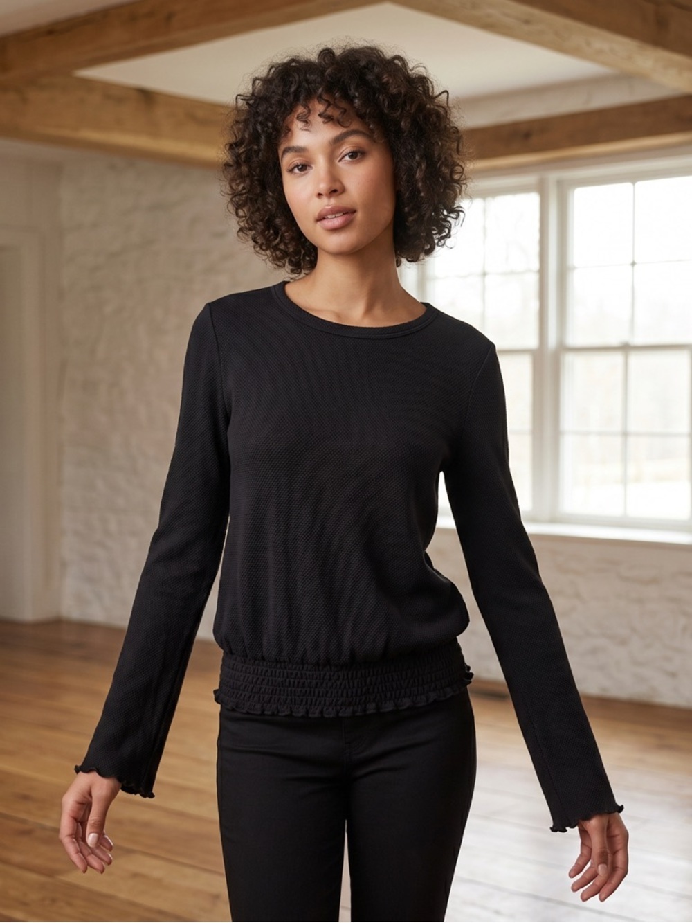 Chic Black Long Sleeve Top